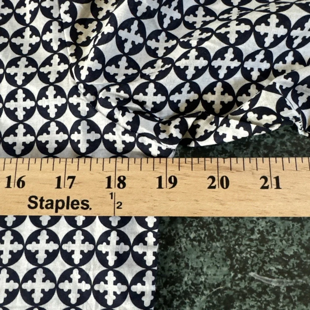 CHARLESTON SHOE CO. NAVY & WHITE COTTON Geometric LOGO 3/4 SLVS TUNIC SM‎ NEW
